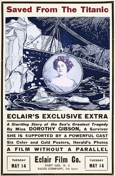 Just 29 days after the Titanic sank, a silent film was released chronicling the event. It starred Dorothy Gibson, an actress who had survived the sinking. To add to the film's authenticity, she wore the same clothes that she had worn on the night of the disaster.