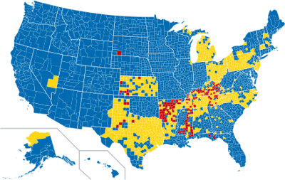 В сухих округах (где продажа алкоголя запрещена) смертность от ДТП в состоянии опьянения примерно в 3,6 раза выше, чем в «влажных» округах.
