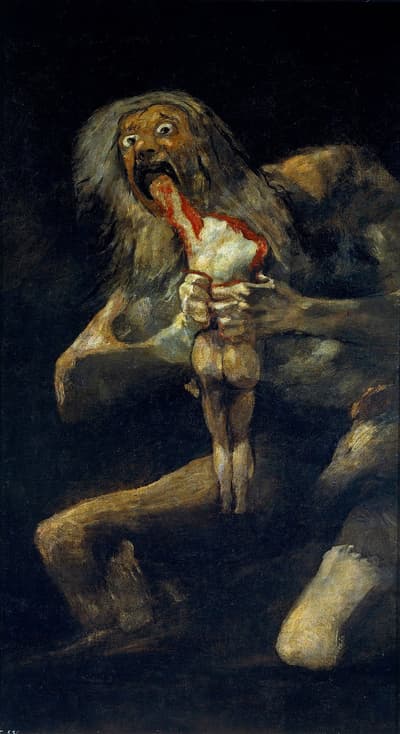 «Saturno devorando a su hijo» y las otras 13 Pinturas Negras nunca fueron destinadas a la exhibición pública. En 1819, Francisco Goya se aisló casi por completo y pintó las obras directamente en las paredes de su casa. Las imágenes inquietantes reflejan los demonios internos de Goya y la lucha civil que se vivía en España.