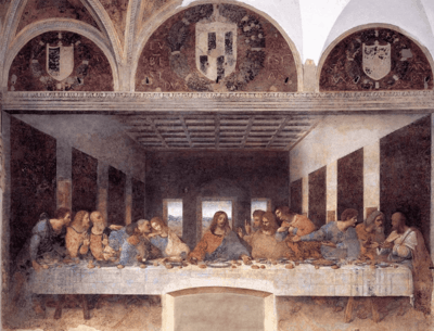 达·芬奇在绘制《最后的晚餐》时，收到一位修道院长关于他拖延的抱怨。他通过威胁把这位修道院长当作壁画中犹大的模型来解决争执。此话一出，抱怨很快就停止了。