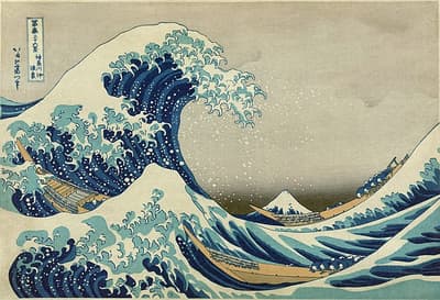有名な日本の大波の絵は、実は異なる視点から描かれた富士山の36枚のシリーズの一部です。