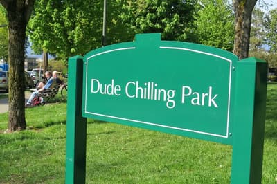 The Dude Chilling Park is a Local Name Given to a Park Space in Vancouver. The Name was Based on the “Reclining Figure” Sculpture That Resembled a Dude Chilling.