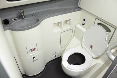 Airplane Toilets are Coated with Teflon. Your Poop Does Not Stick When Vacuumed Down the Toilet Because of This, and Minimal Water is Used.