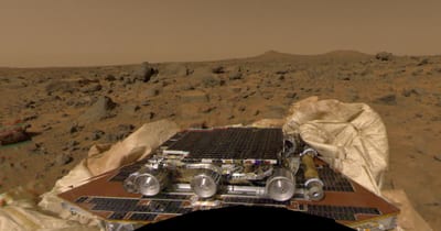 La NASA a une fois atterri sur Mars en faisant rebondir un engin spatial