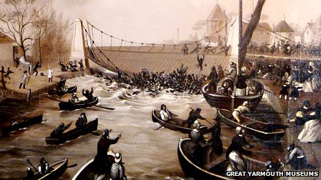 ​​In 1845, the Yarmouth Suspension Bridge Collapse After a Large Crowd Gathered to Watch a Clown in a Bathtub Being Pulled Up the River by Four Geese. Seventy-Nine People Died