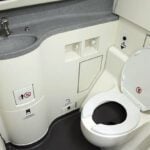 Toilet on board new aircraft.